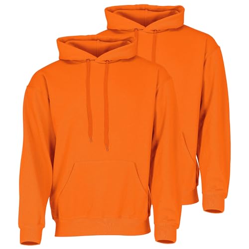 Fruit of the Loom Doppelpack Classic Kapuzen-Sweat Herren Hoodie 2er Pack + GRATIS MyShirt Stoffbeutel, Farbe:orange, Größe:2XL von Fruit of the Loom