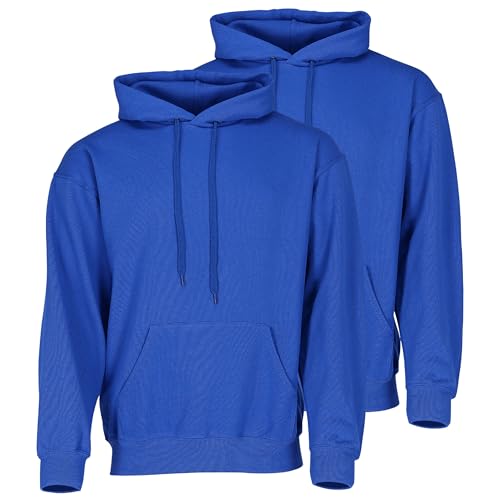 Fruit of the Loom Doppelpack Classic Kapuzen-Sweat Herren Hoodie 2er Pack + GRATIS MyShirt Stoffbeutel, Farbe:royal, Größe:2XL von Fruit of the Loom
