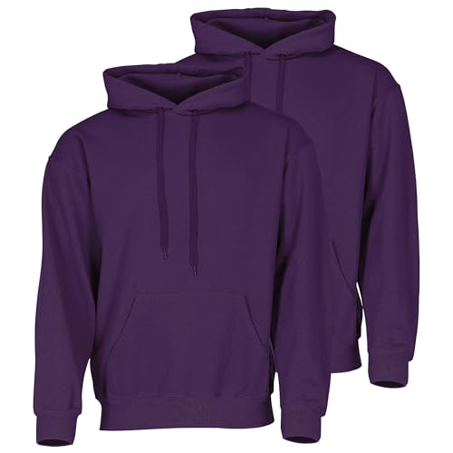 Fruit of the Loom Doppelpack Classic Kapuzen-Sweat Herren Hoodie 2er Pack + GRATIS MyShirt Stoffbeutel, Farbe:violett, Größe:2XL von Fruit of the Loom