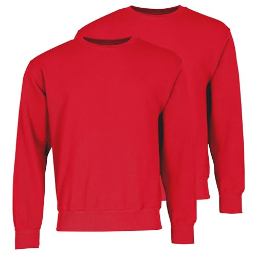 Fruit of the Loom Doppelpack Classic Set-In Sweat + GRATIS MyShirt Stoffbeutel, Farbe:rot, Größe:M von Fruit of the Loom