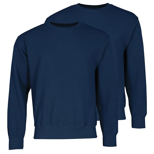 Fruit of the Loom Doppelpack Classic Set-In Sweat + GRATIS MyShirt Stoffbeutel, Farbe:Navy, Größe:XL von Fruit of the Loom