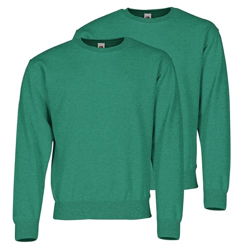 Fruit of the Loom Doppelpack Classic Set-In Sweat + GRATIS MyShirt Stoffbeutel, Farbe:Retro grün meliert, Größe:XL von Fruit of the Loom