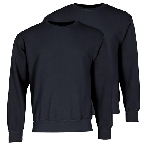 Fruit of the Loom Doppelpack Classic Set-In Sweat + GRATIS MyShirt Stoffbeutel, Farbe:deep Navy, Größe:M von Fruit of the Loom