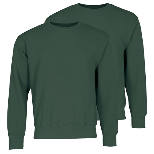 Fruit of the Loom Doppelpack Classic Set-In Sweat + GRATIS MyShirt Stoffbeutel, Farbe:flaschengrün, Größe:2XL von Fruit of the Loom