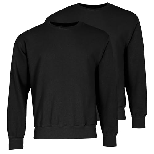 Fruit of the Loom Doppelpack Classic Set-In Sweat + GRATIS MyShirt Stoffbeutel, Farbe:schwarz, Größe:3XL von Fruit of the Loom