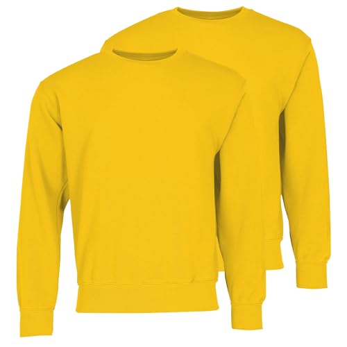 Fruit of the Loom Doppelpack Classic Set-In Sweat + GRATIS MyShirt Stoffbeutel, Farbe:sonnenblumengelb, Größe:M von Fruit of the Loom