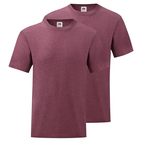 Fruit of the Loom Doppelpack Herren T-Shirt 2er Pack + GRATIS MyShirt Stoffbeutel, Farbe:Burgund meliert, Größe:XL Fruit of the Loom Doppelpack Herren T-Shirt 2er Pack + GRATIS MyShirt Stoffbeutel, Farbe:Burgund meliert, Größe:XL von Fruit of the Loom
