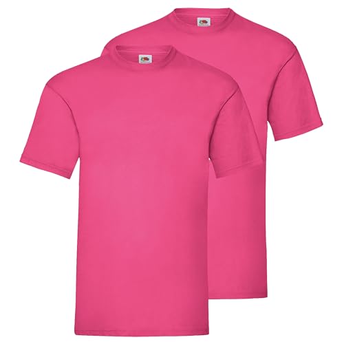 Fruit of the Loom Doppelpack Herren T-Shirt 2er Pack + GRATIS MyShirt Stoffbeutel, Farbe:Fuchsia, Größe:XL von Fruit of the Loom