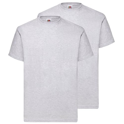 Fruit of the Loom Doppelpack Herren T-Shirt 2er Pack + GRATIS MyShirt Stoffbeutel, Farbe:Graumeliert, Größe:4XL von Fruit of the Loom