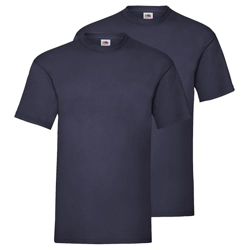 Fruit of the Loom Doppelpack Herren T-Shirt 2er Pack + GRATIS MyShirt Stoffbeutel, Farbe:Navy, Größe:2XL von Fruit of the Loom