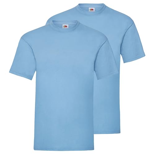 Fruit of the Loom Doppelpack Herren T-Shirt 2er Pack + GRATIS MyShirt Stoffbeutel, Farbe:Pastellblau, Größe:M von Fruit of the Loom