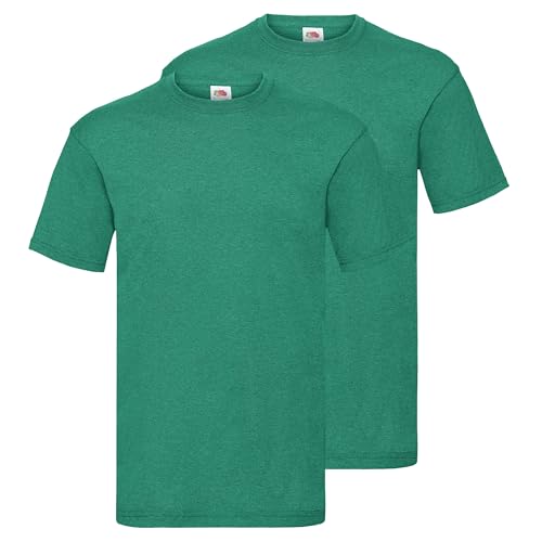 Fruit of the Loom Doppelpack Herren T-Shirt 2er Pack + GRATIS MyShirt Stoffbeutel, Farbe:Retro grün meliert, Größe:2XL von Fruit of the Loom