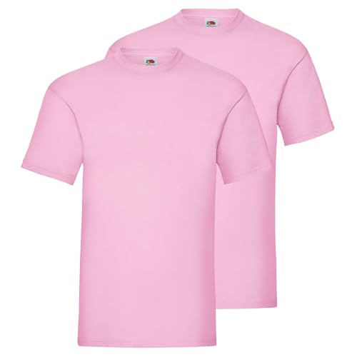 Fruit of the Loom Doppelpack Herren T-Shirt 2er Pack + GRATIS MyShirt Stoffbeutel, Farbe:Rose, Größe:3XL von Fruit of the Loom