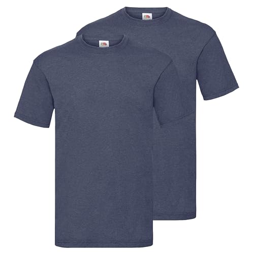 Fruit of the Loom Doppelpack Herren T-Shirt 2er Pack + GRATIS MyShirt Stoffbeutel, Farbe:Vintage Navy meliert, Größe:L von Fruit of the Loom