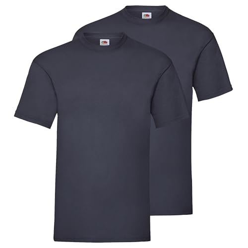 Fruit of the Loom Doppelpack Herren T-Shirt 2er Pack + GRATIS MyShirt Stoffbeutel, Farbe:deep Navy, Größe:2XL von Fruit of the Loom