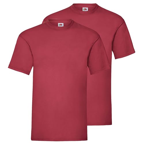 Fruit of the Loom Doppelpack Herren T-Shirt 2er Pack + GRATIS MyShirt Stoffbeutel, Farbe:dunkelrot, Größe:3XL von Fruit of the Loom