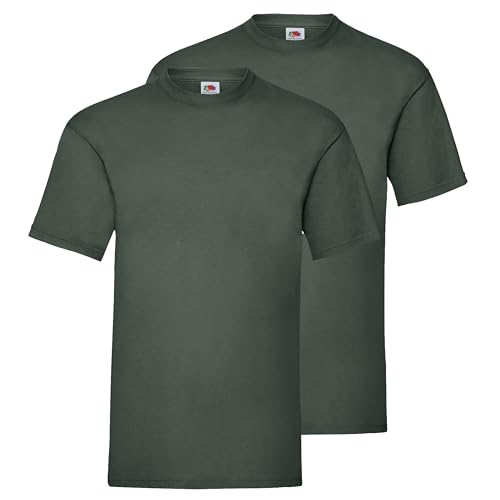 Fruit of the Loom Doppelpack Herren T-Shirt 2er Pack + GRATIS MyShirt Stoffbeutel, Farbe:flaschengrün, Größe:3XL von Fruit of the Loom