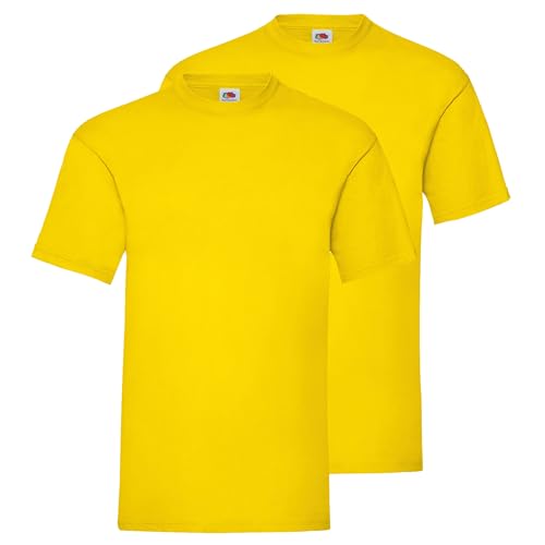 Fruit of the Loom Doppelpack Herren T-Shirt 2er Pack + GRATIS MyShirt Stoffbeutel, Farbe:gelb, Größe:XL von Fruit of the Loom