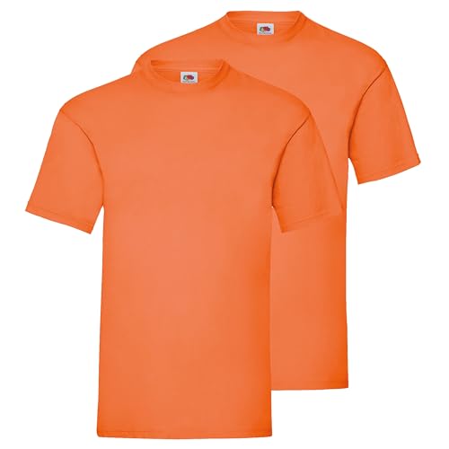 Fruit of the Loom Doppelpack Herren T-Shirt 2er Pack + GRATIS MyShirt Stoffbeutel, Farbe:orange, Größe:L von Fruit of the Loom