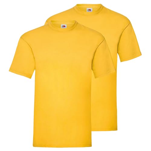 Fruit of the Loom Doppelpack Herren T-Shirt 2er Pack + GRATIS MyShirt Stoffbeutel, Farbe:sonnenblumengelb, Größe:XL von Fruit of the Loom