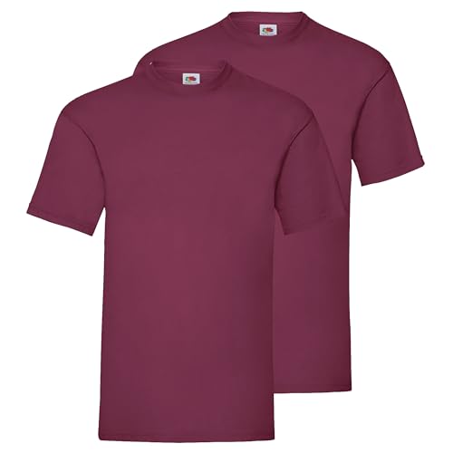 Fruit of the Loom Doppelpack Herren T-Shirt 2er Pack + GRATIS MyShirt Stoffbeutel, Farbe:Burgund, Größe:XL von Fruit of the Loom