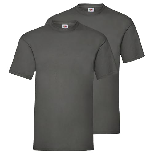 Fruit of the Loom Doppelpack Herren T-Shirt 2er Pack + GRATIS MyShirt Stoffbeutel, Farbe:Graphit, Größe:L von Fruit of the Loom