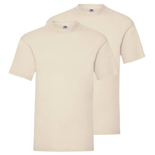 Fruit of the Loom Doppelpack Herren T-Shirt 2er Pack + GRATIS MyShirt Stoffbeutel, Farbe:Natur, Größe:2XL von Fruit of the Loom