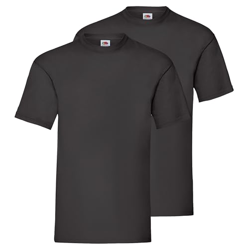 Fruit of the Loom Doppelpack Herren T-Shirt 2er Pack + GRATIS MyShirt Stoffbeutel, Farbe:schwarz, Größe:S von Fruit of the Loom