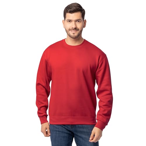 Fruit of the Loom Eversoft-Fleece-Sweatshirt für Herren, feuchtigkeitsableitend, Rot/Ausflug, einfarbig (Getaway Solids), Small von Fruit of the Loom