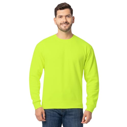 Fruit of the Loom Eversoft Herren-Sweatshirt aus Fleece, feuchtigkeitsableitend und atmungsaktiv, Rundhalsausschnitt, Grün (Safety Green), Medium von Fruit of the Loom