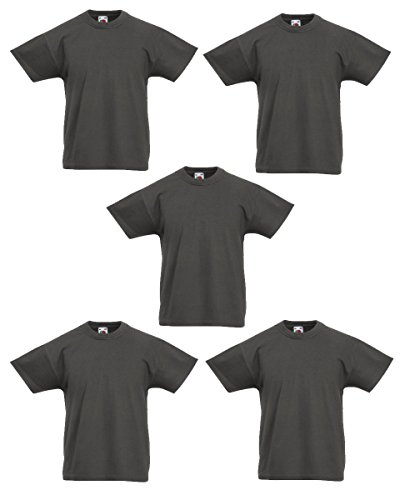 Fruit of the Loom Jungen T-Shirt (5er Pack), Grau Graphit, 12-13 Jahre von Fruit of the Loom