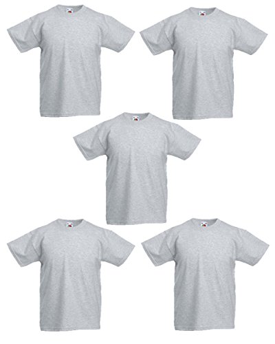 Fruit of the Loom 5er Pack Kids Original T-Shirt, Farbe:Graumeliert, Größe:152 von Fruit of the Loom