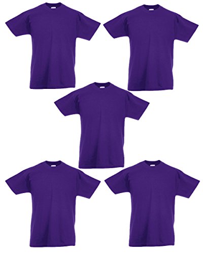 Fruit of the Loom Jungen T-Shirt (5er Pack), violett, 12-13 Jahre von Fruit of the Loom