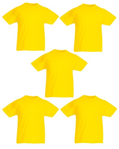 Fruit of the Loom Jungen T-Shirt (5er Pack), gelb, 5-6 Jahre von Fruit of the Loom