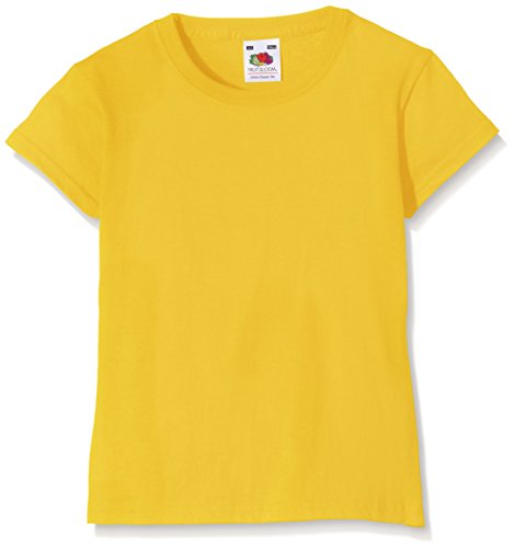 Fruit of the Loom Mädchen Valueweight T-Shirt, Gelb (Sunflower Yellow), Gr. 3-4 Jahre (104 cm) von Fruit of the Loom