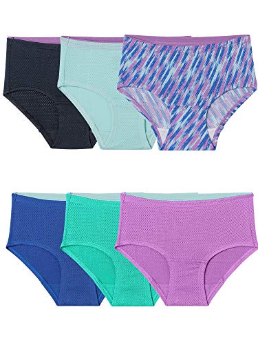 Fruit of the Loom Girls' Big Breathable Micro-Mesh Underwear (Pack of 6), Brief, 10 von Fruit of the Loom