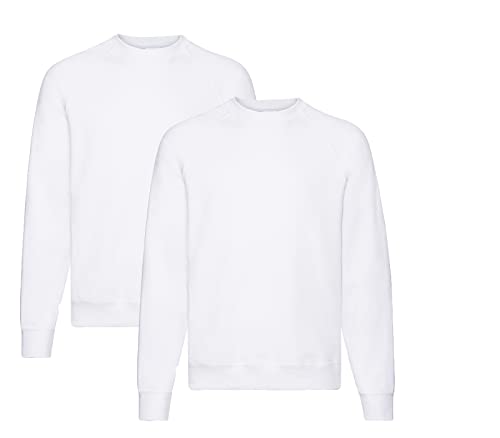 Fruit of the Loom Herren, Sweatshirt, Raglan Sweatshirt XL, 2X Weiss + 1 HL-Kauf Notizblock von Fruit of the Loom