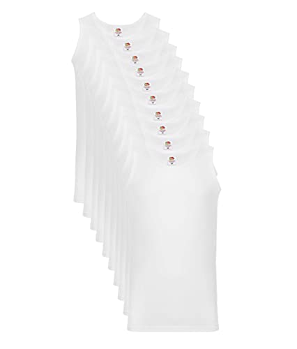 Fruit of the Loom Herren 10 Pack Weste, Weiß (Weiß 30), M (10er Pack) von Fruit of the Loom
