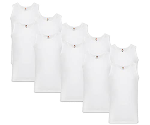 Fruit of the Loom Herren 10 Pack Weste, Weiß (Weiß 30), S (10er Pack) von Fruit of the Loom