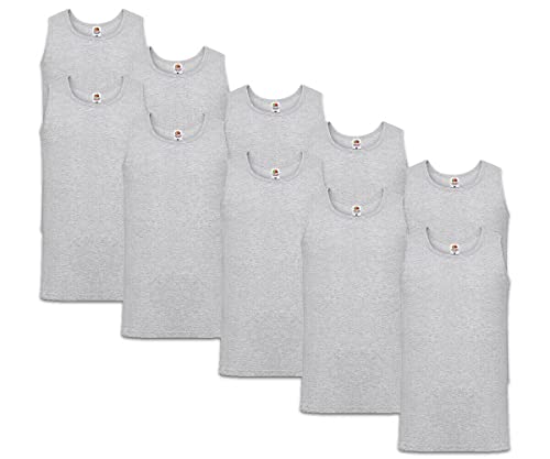 Fruit of the Loom Herren 10 Pack Weste, 10x Grau + 1HL-Kauf Notizblock, L (10er Pack) von Fruit of the Loom