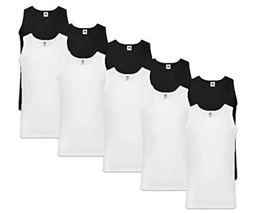 Fruit of the Loom Herren 10 Pack Weste, Mehrfarbig (Black/White 36/30), M (10er Pack) von Fruit of the Loom