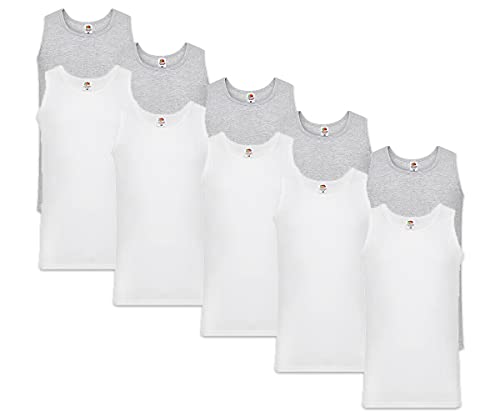 Fruit of the Loom Herren 10 Pack Weste, Weiss/Grau, 3XL (10er Pack) von Fruit of the Loom