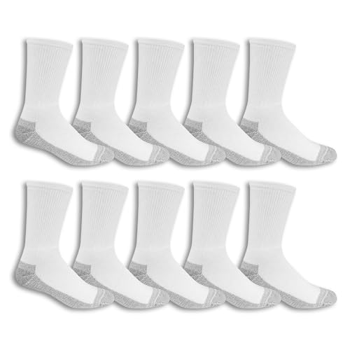 Fruit of the Loom Herren 10-Pair Everyday Work Crew Lssige Socken, Weiß, Einheitsgröße (10er Pack) von Fruit of the Loom