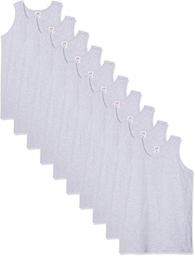 Fruit of the Loom Herren 10 Pack Weste, Grau (Heather Grey 94), M (10er Pack) von Fruit of the Loom