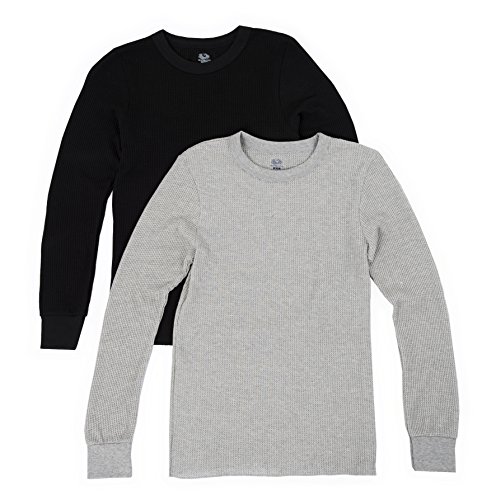 Fruit of the Loom Herren 2 Pack Classic Midweight Waffle Thermal Tops Unterhemd, Ruß in Hellgrau/Heidegrün/Schwarz, 2 Stück, X-Large (2er Pack) von Fruit of the Loom