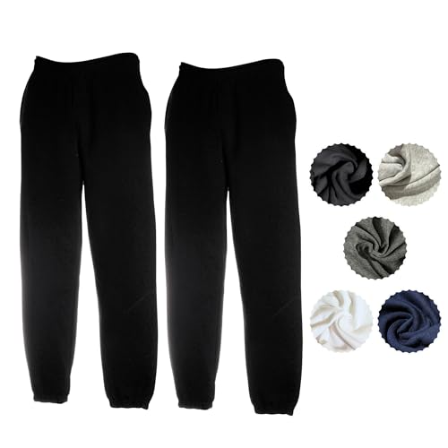 Fruit of the Loom Herren 2er Jogginghose Set Classic Elastic Leg Jog Pants M L XL XXL 3XL Verschiedene Farbsets & HLKauf-Block (2X Schwarz & 1x HLKauf-Block, M) von Fruit of the Loom