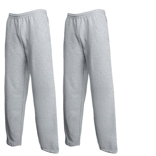 Fruit of the Loom Herren 2er Jogginghose Set Classic Offen Leg Jog Pants M L XL XXL 3XL Verschiedene Farbsets & HLKauf-Block (2X Grau & 1x HLKauf-Block, XXL) von Fruit of the Loom