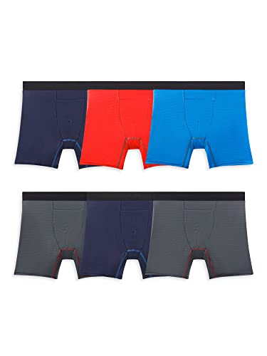 Fruit of the Loom Herren-Boxershorts, 4-Wege-Stretch, leichte und feuchtigkeitsableitende Unterwäsche, lang, normales Bein & Rumpf, Kühlkanäle, 6er-Pack, Farben können variieren, Größe M von Fruit of the Loom