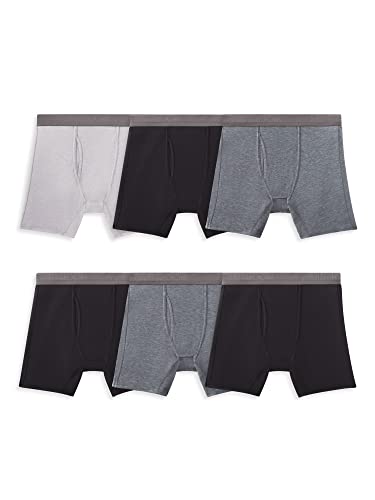 Fruit of the Loom Herren 360 Stretch Boxershorts (Quick Dry & Moisture Wicking) Retroshorts, Regular Leg – Coolsoft – 6er-Pack schwarz/grau, Large von Fruit of the Loom