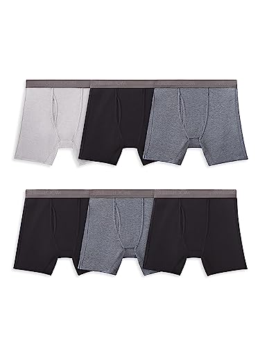 Fruit of the Loom Herren 360 Stretch Boxershorts (Quick Dry & Moisture Wicking) Retroshorts, Regular Leg – Coolsoft – 6er-Pack schwarz/grau, Large von Fruit of the Loom